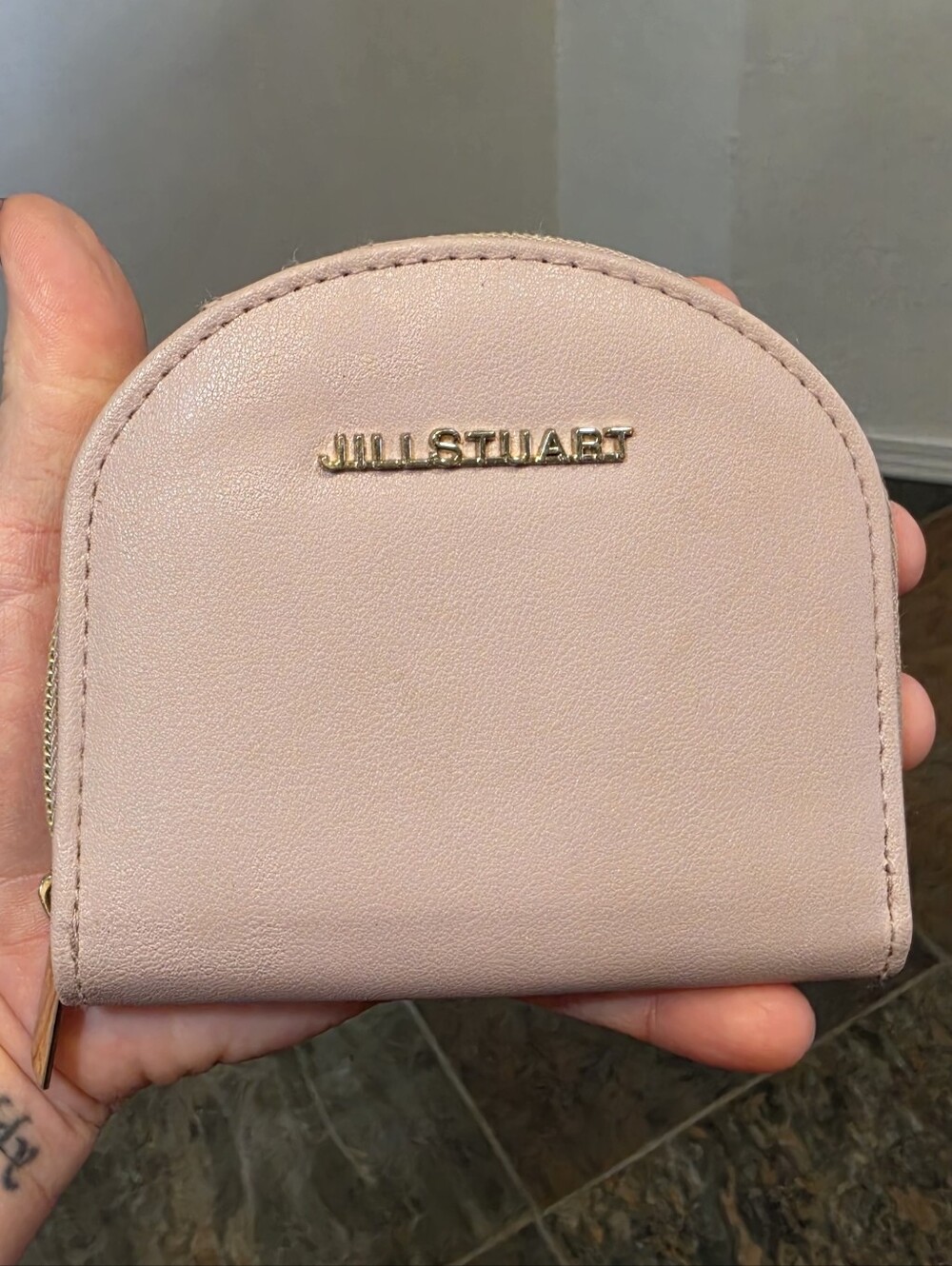 JILL STUART Blush Pink Leather Half-Moon Wallet Mini Coin Purse
